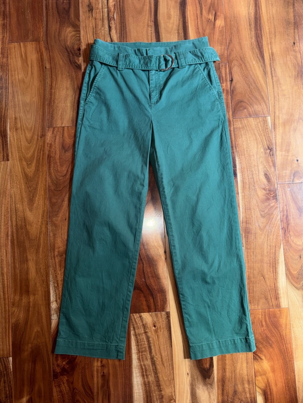 Loft straight leg belted pant Green size 4